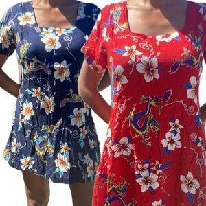 2 Floral & Dragon Print Women's dresses - long and short